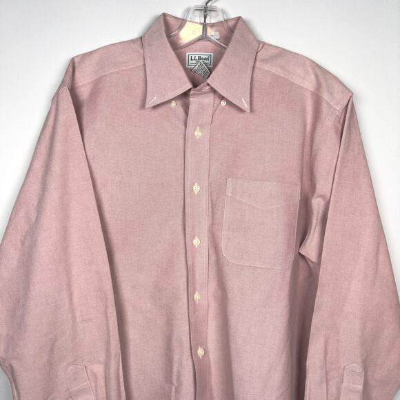 Vintage L.L. Bean Men's 100% Cotton Salmon Pink Button Up Shirt Size XL - Picture 1 of 4